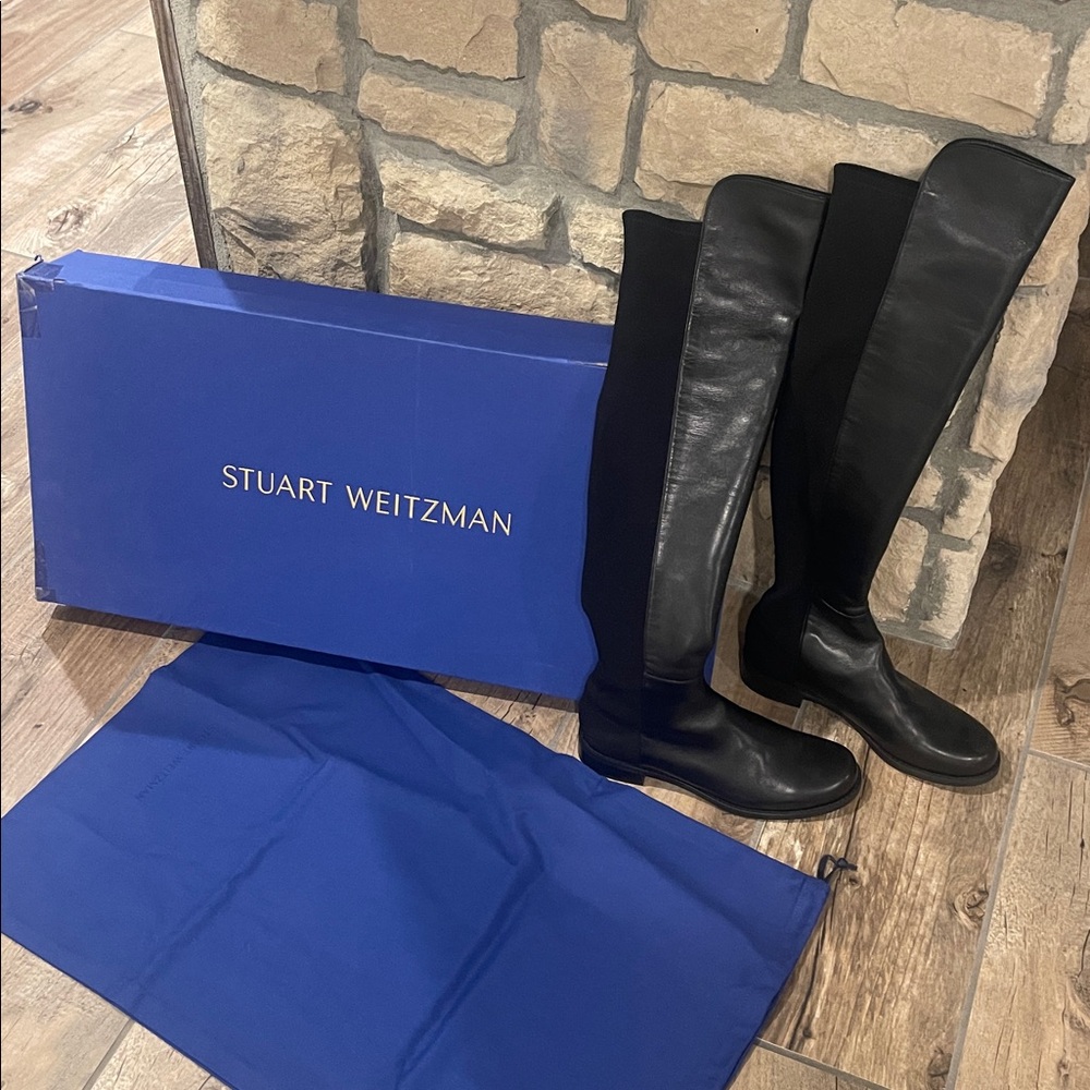 Stuart Weitzman Black Leather 5050 Over the Knee boots - Picture 3 of 3